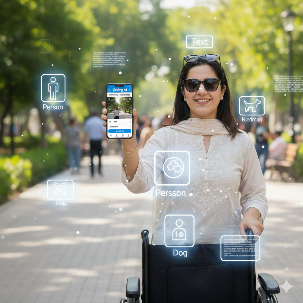 "A person using Seeing AI app"