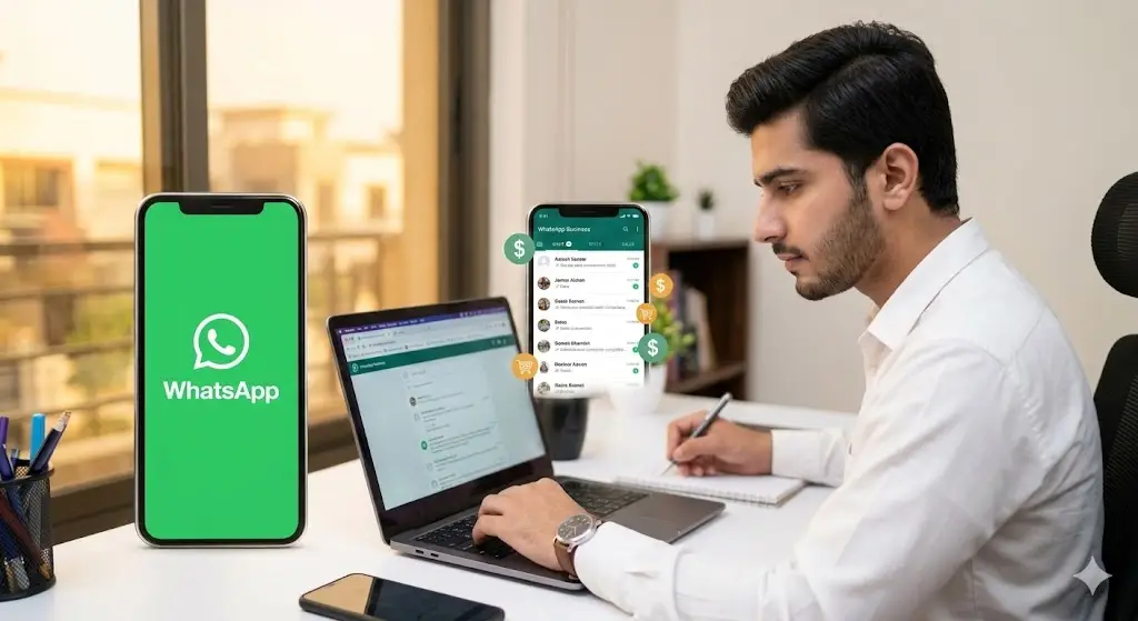 A diverse group of young Pakistani adults, including individuals with physical disabilities, collaborate around a conference table in a modern coworking space. A large screen displays the 'Voice of Special Person' logo.